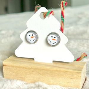 2 for $14 Handmade Snowman Stud Earrings